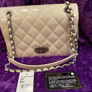 **SOLD**Chanel Glazed Calfskin Quilted Flap Beige